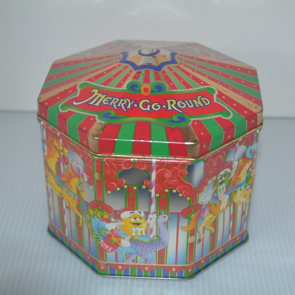 VTG M&M's Candy 1997 Merry-Go-Round Carousel Tin Canister #5 Christmas Village - Picture 1 of 10